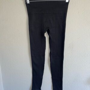Black High-Waisted Leggings CRVS Small ribbed